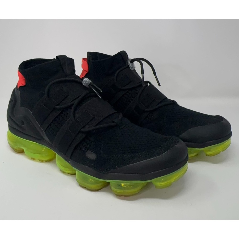 Nike Air VaporMax Utility Flyknit Black Volt AH6834-007 Men's 12 Running Shoes